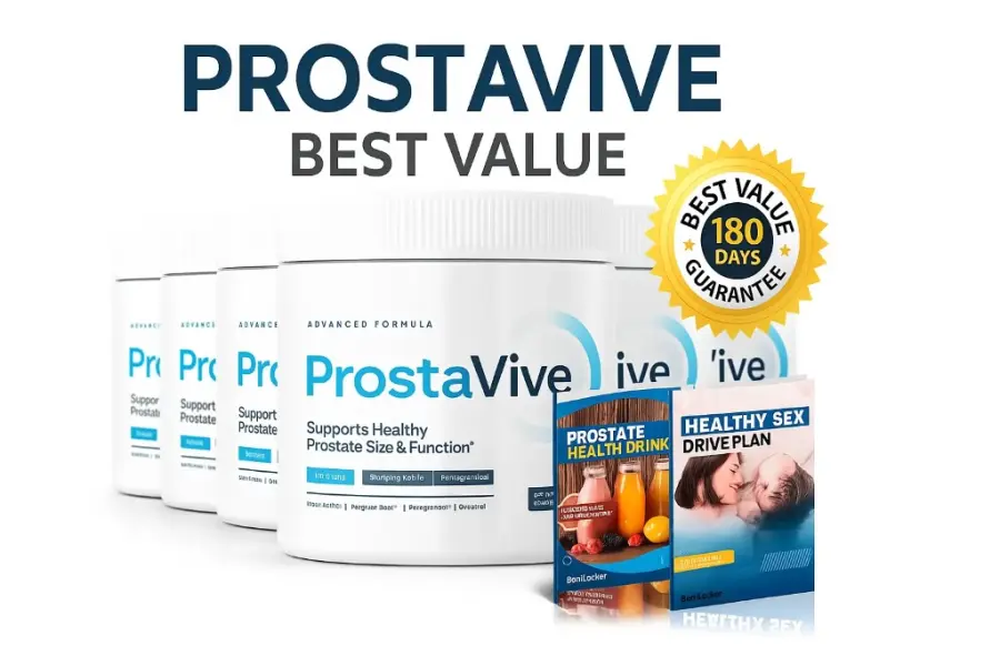 ProstaVive Best Value 6 bottle supply with 180 day guarantee and free bonus guides